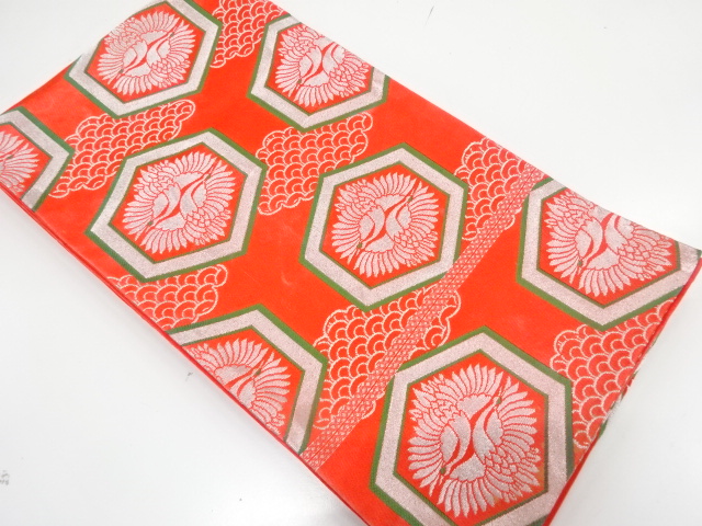 JAPANESE KIMONO / ANTIQUE OBI FOR KIDS / WOVEN KIKKO & PHOENIX & SEIGAIHA